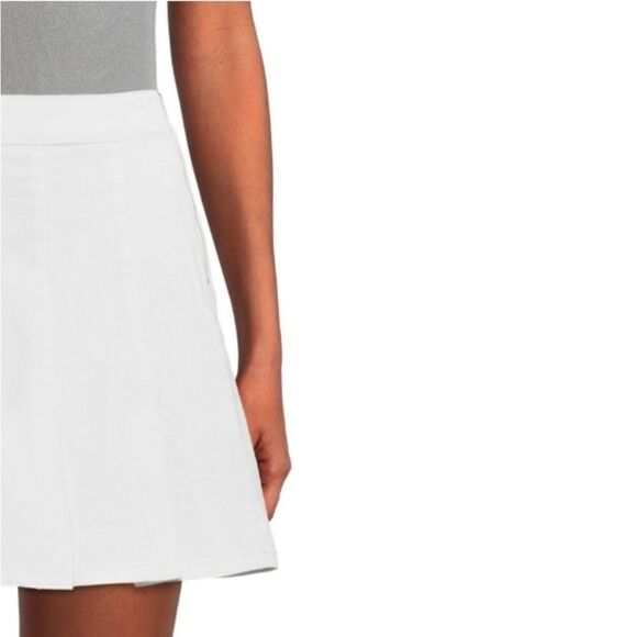 Womens Juniors Pleated Denim School Girl Mini Skirt - Picture 6 of 6